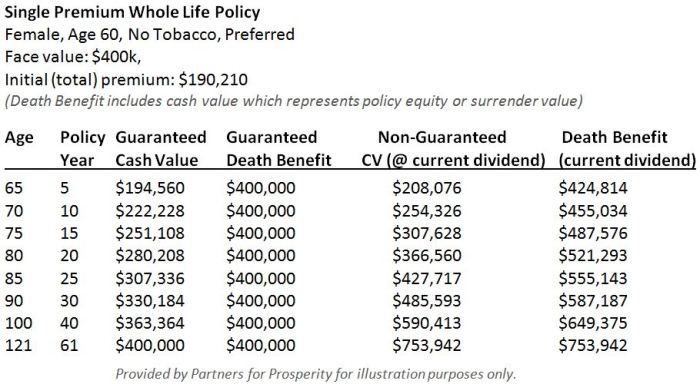 Premium insurance single life